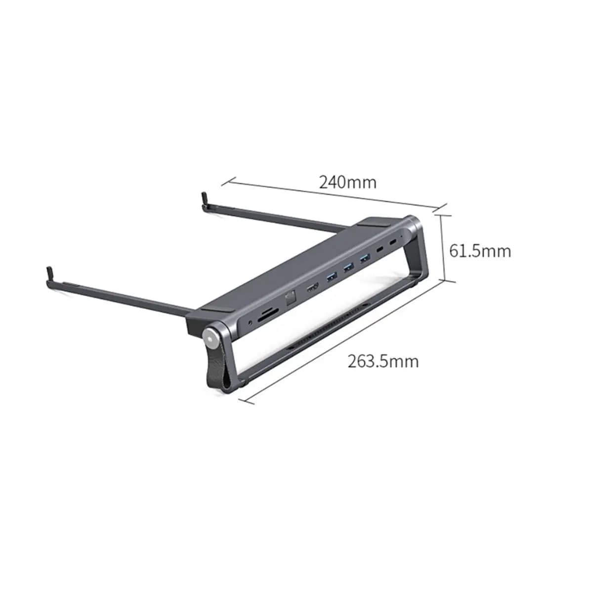 A46U 9-in-1 Aluminum Alloy Laptop Height Increasing Heat Dissipation HUB Docking Station Laptop Portable Folding Stand