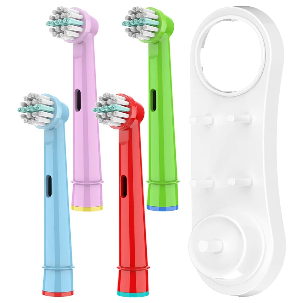 Pack of 4 spare heads and support for heads, compatible with Oral B electric toothbrush, for Pro 1000 100 500 1500