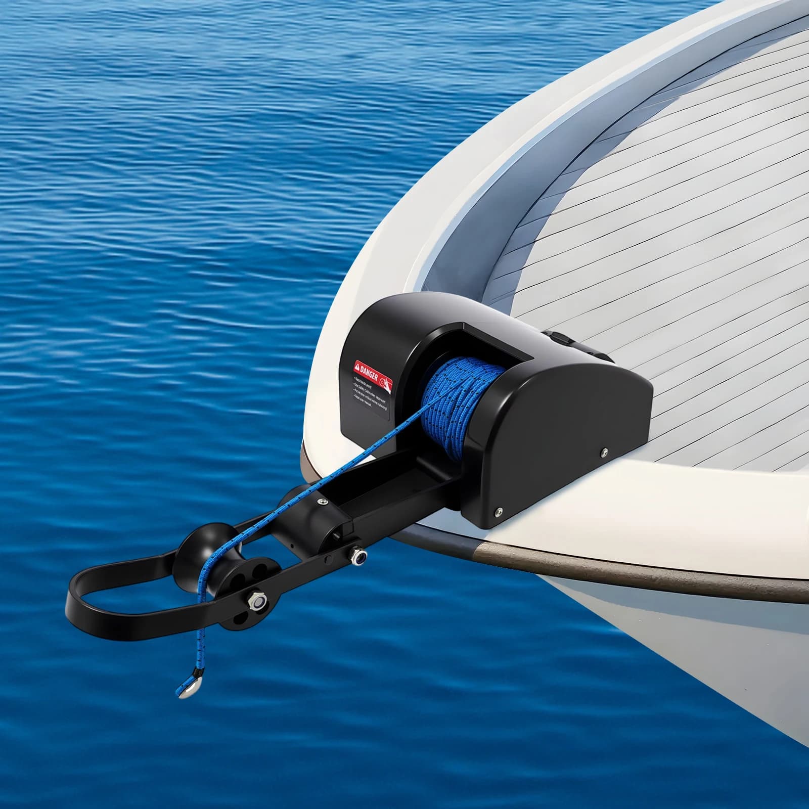 Verricello di ancoraggio elettrico marino per barche con telecomando Cavo impermeabile per motore DC12V per barche lunghe 24 piedi