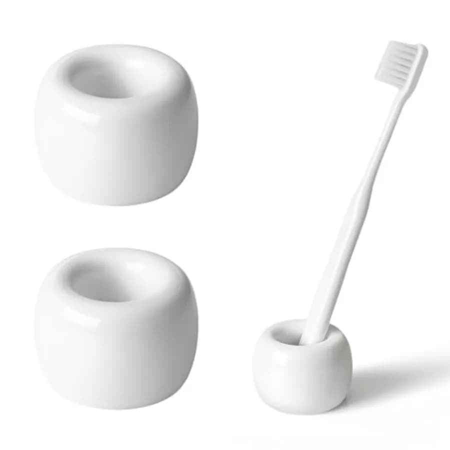 Mini Portaspazzolino in Ceramica per Bagno - Piccolo Organizzatore da Bancone, Supporto per Spazzolino Facile da Pulire, Adatto per Spazzolini Elettrici