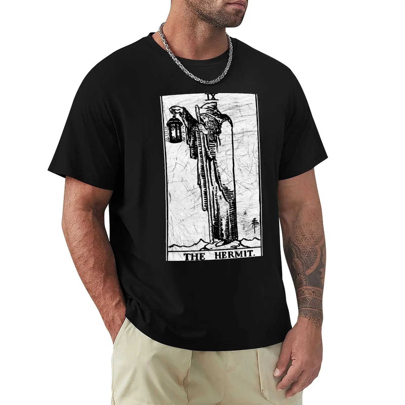 La Carta dei Tarocchi dell'Ermita - Arcano Maggiore - predizione del futuro - T-shirt con stampa casual a motivi occulti