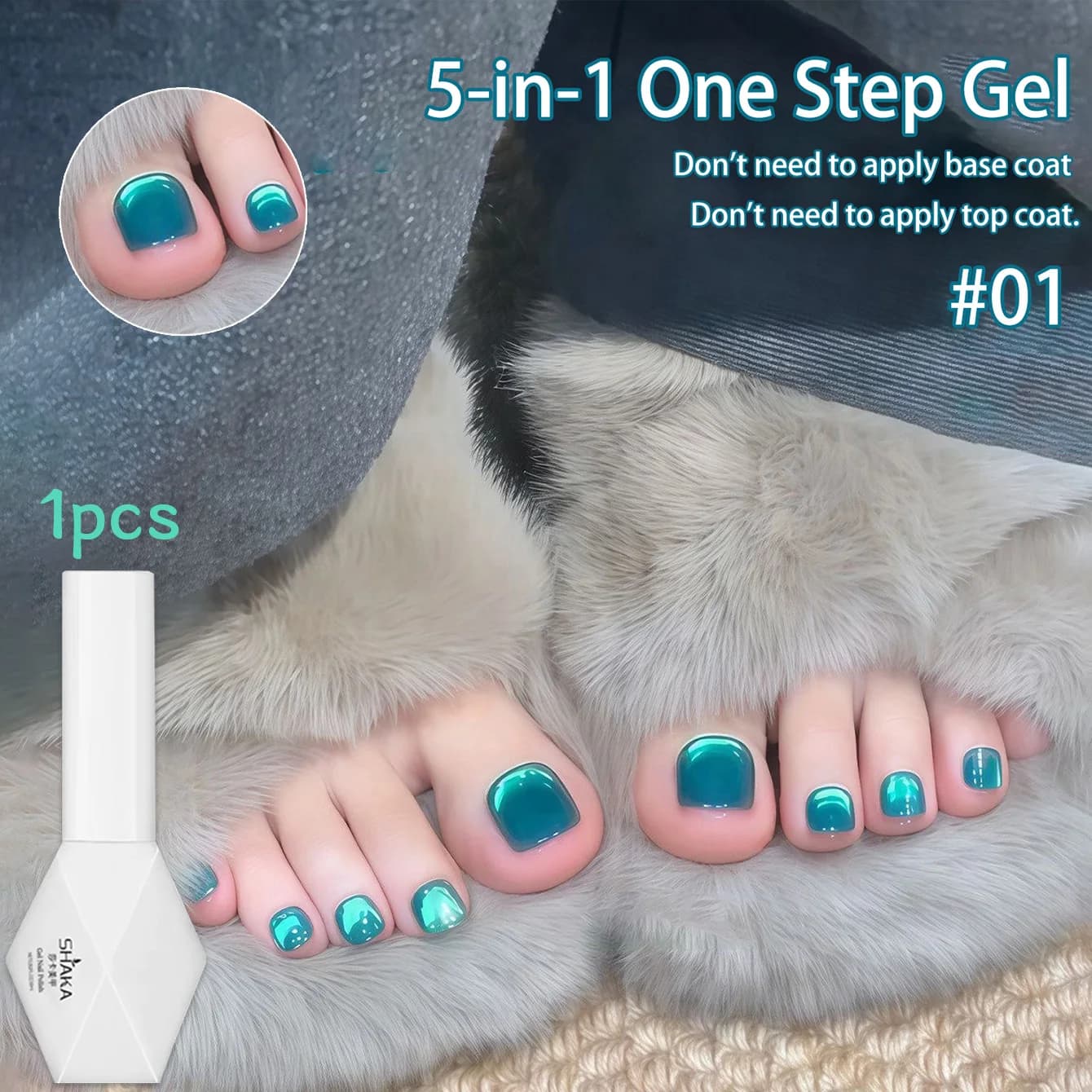 WS 5-IN-1 One-Step Ice Lake Blue Cat Eye Magnetic Gel Dark Blue Glitter Soak Off UV Gel Nail Art Varnish Manicure Nail Art Nails