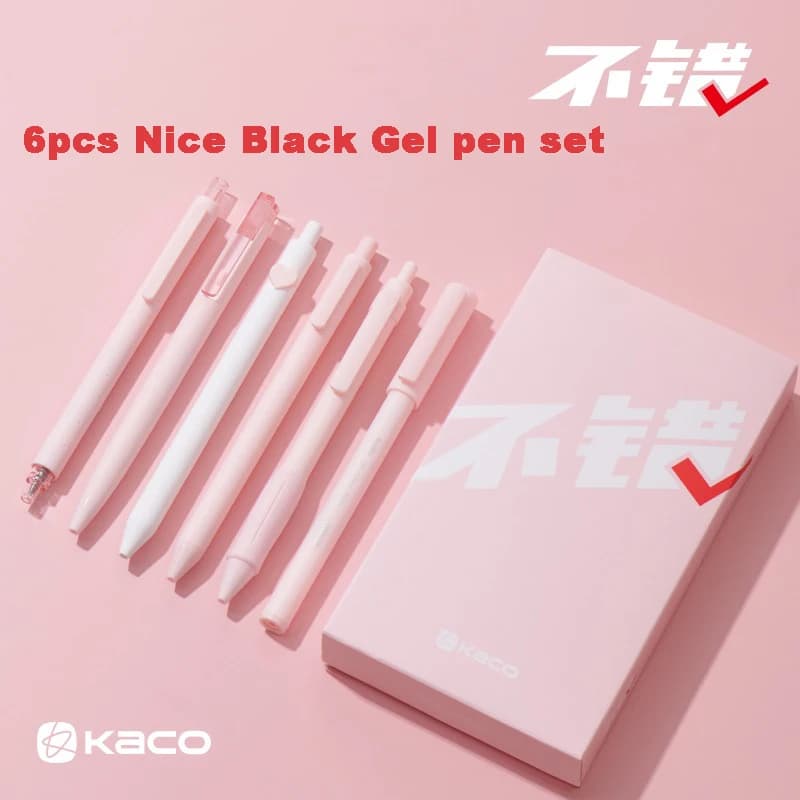 Set di penne Gel KACO 5/6 pezzi 0.5mm inchiostro nero, penna firma retrattile cancelleria estetica per insegnanti studenti ufficio personale regalo