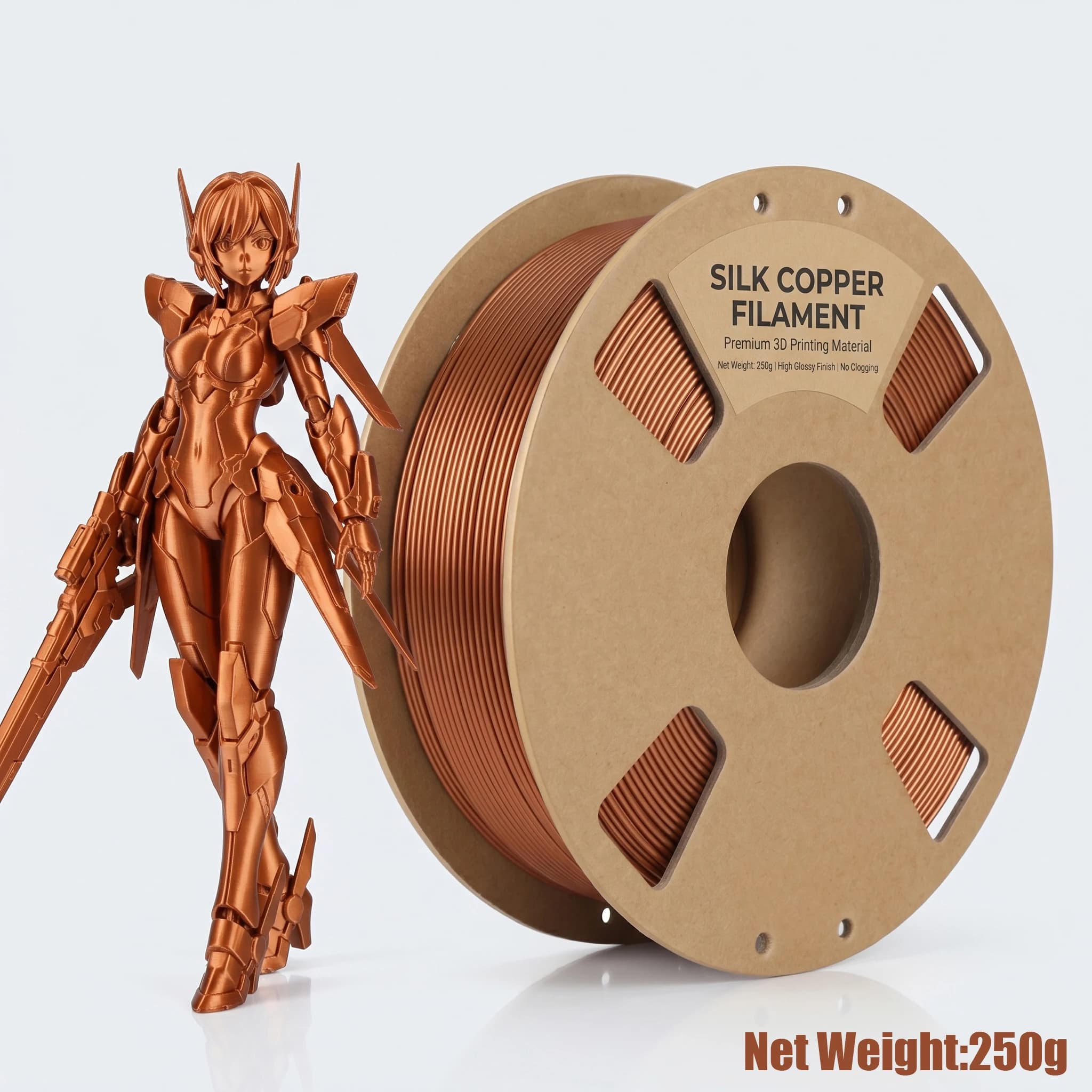 Silk Gloss PLA 3D Filament, 1.75mm, 200g/250g/500g/1kg, bronze color, compatible with most 3D printers