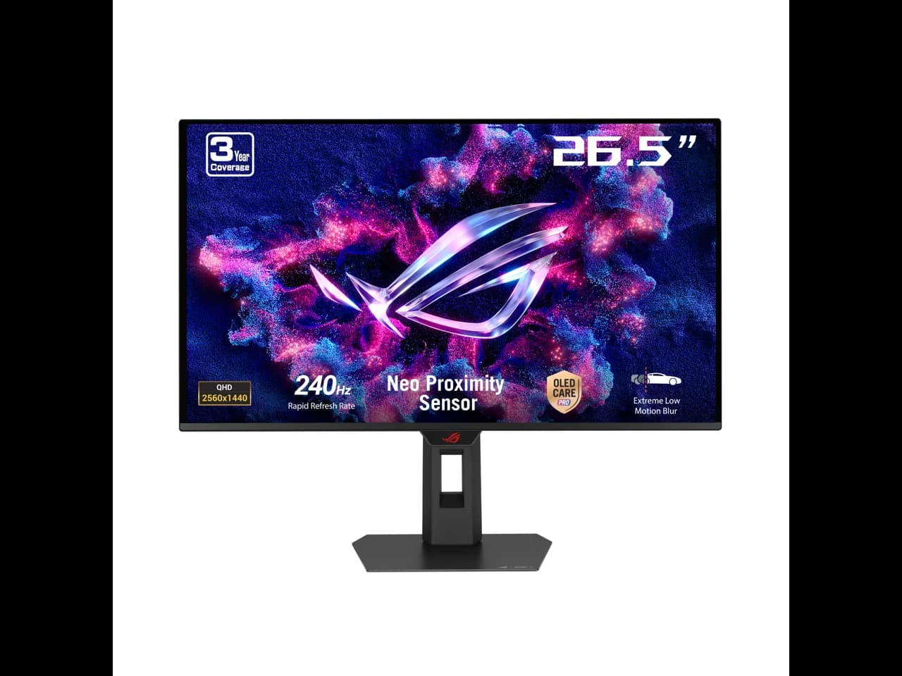ASUS ROG Strix 27 inch QHD 2K 1440P 240Hz AMD FreeSync Premium Pro & G-Sync Compatible 0.03ms OLED Gaming Computer Monitor with Height Adjustable, Swivel, Pivot & Tilt Stand XG27AQDMES