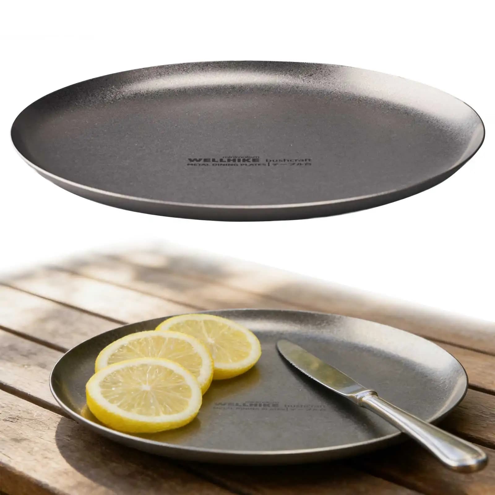 Camping Plate Stainless Steel Ultralight Dish Plate Cookware Lightweight Easy To Clean for Hiking Picnic Travelling BBQ