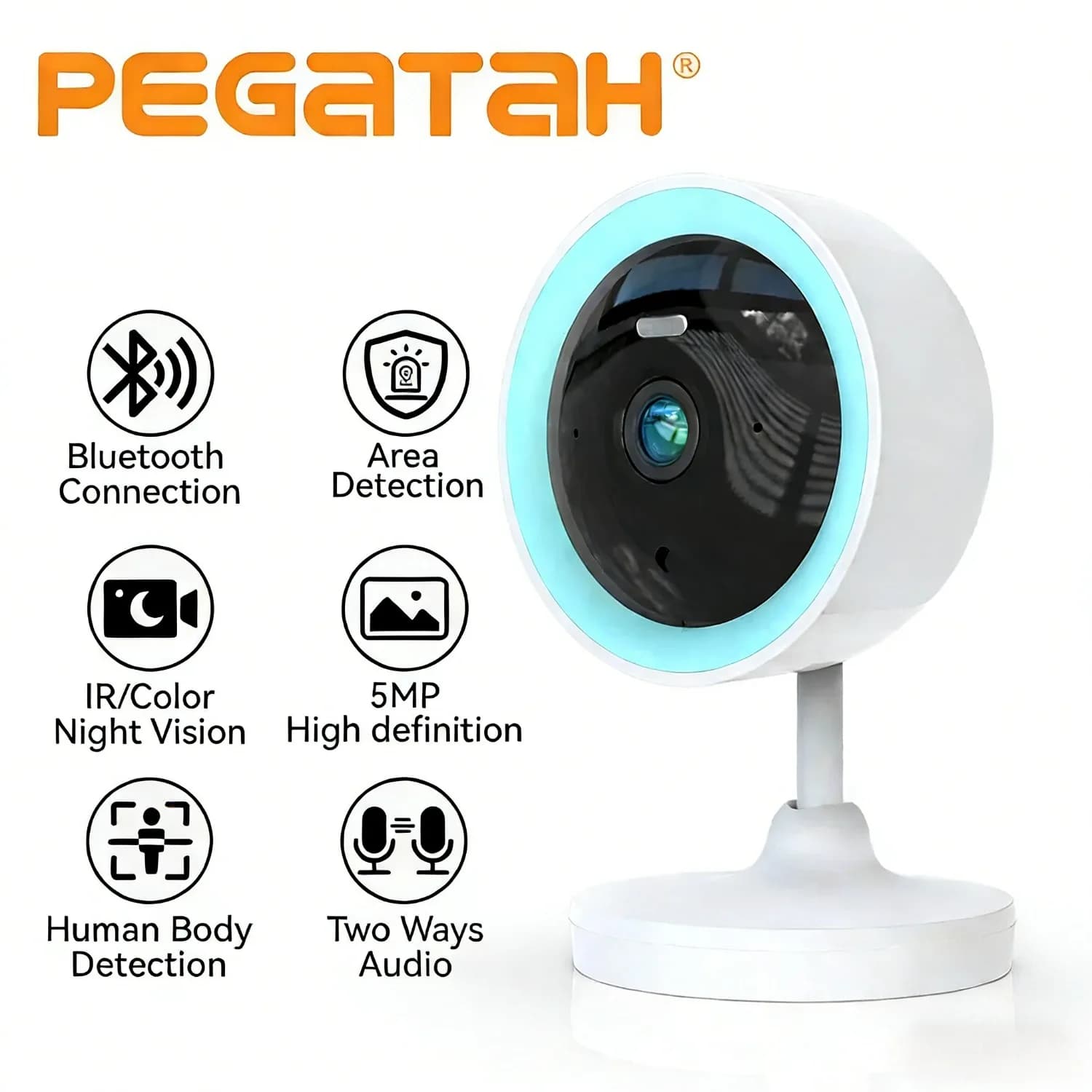 Telecamera di Sicurezza Smart Tuya 5MP con Rilevamento Umanoide, Visione Notturna IR, Audio Bidirezionale, Monitor per Bambini/Anziani