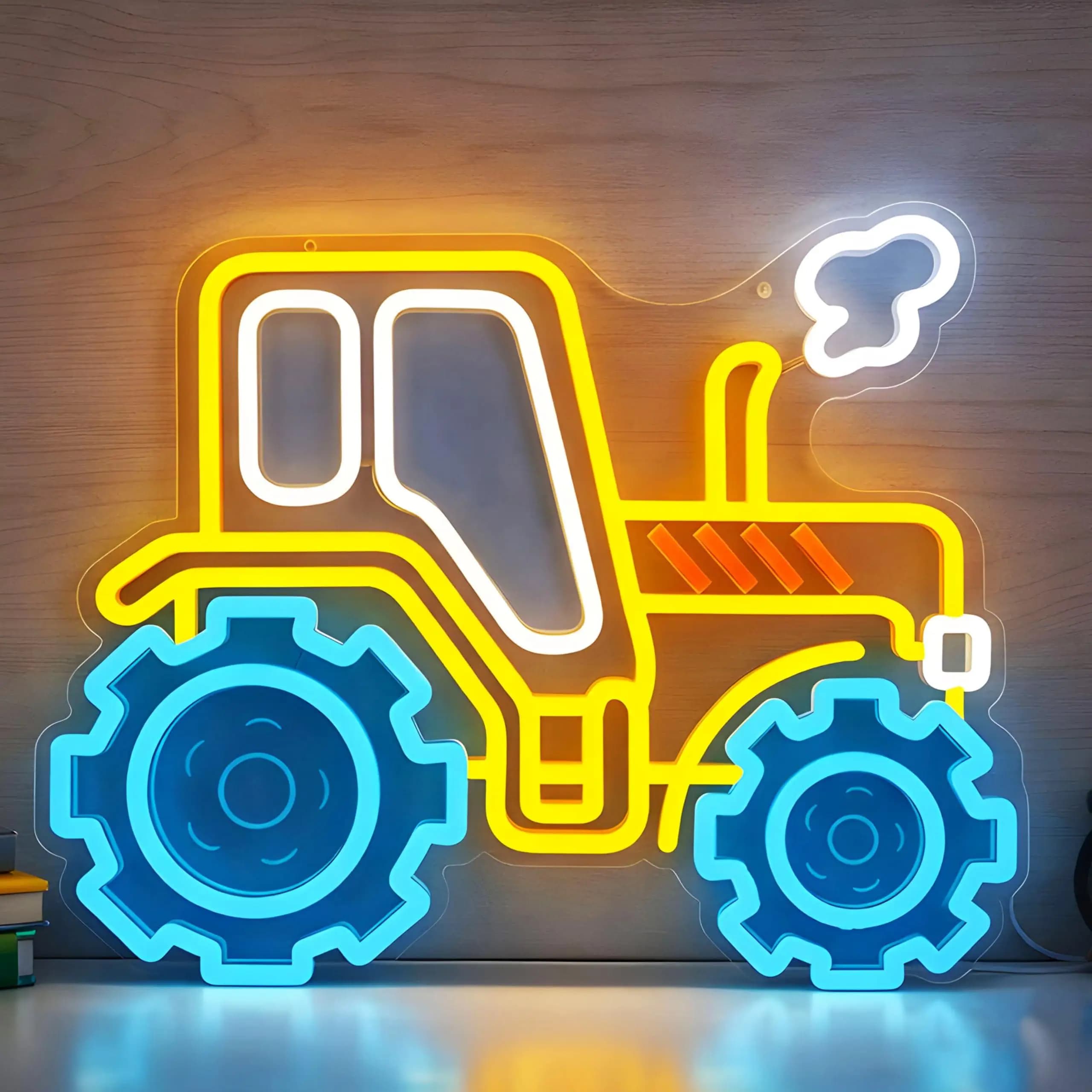 Insegna al Neon a Forma di Trattore, Luci LED USB Dimmerabili per Camera da Letto, Sala Giochi, Asilo, Garage, Decorazione, Regalo di Compleanno, Luce Notturna
