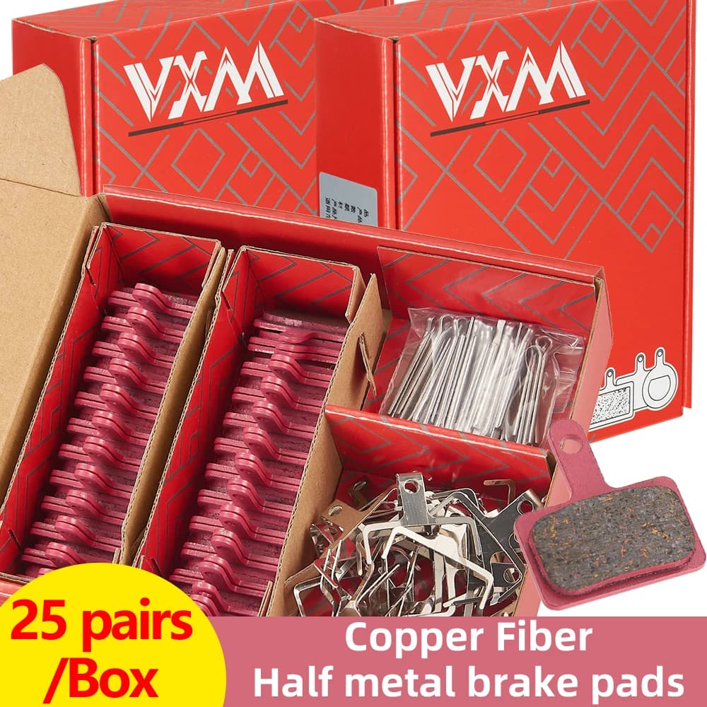 25 Pezzi Pastiglie Freno VXM in Fibra di Rame Semi-Metalliche per Bici da Montagna e da Strada, Accessori Universali per Ciclismo