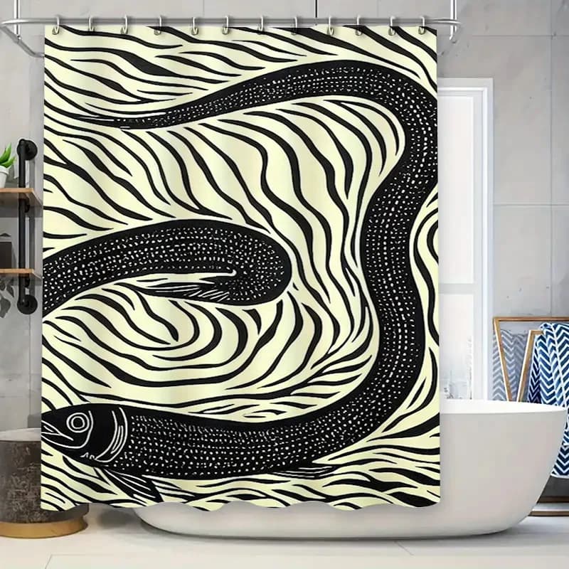 Decorazione per il bagno con tenda da doccia con stampa serpente bianco nero AliExpress