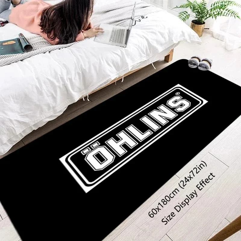 VIKAMA OHLINS Logo Motorcycle Long Strip Carpet Anti-Slip Garage Mat Motorcycle Enthusiast Long Decorative Floor Mat At Home
