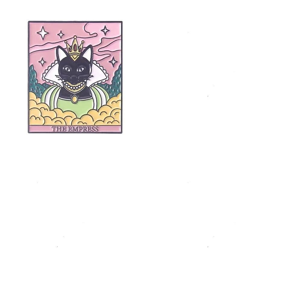 2Pcs Rectangle with Black Cat Tarot Enamel Pins Alloy Brooches for Backpack Clothes Mixed Color 30.5x28mm