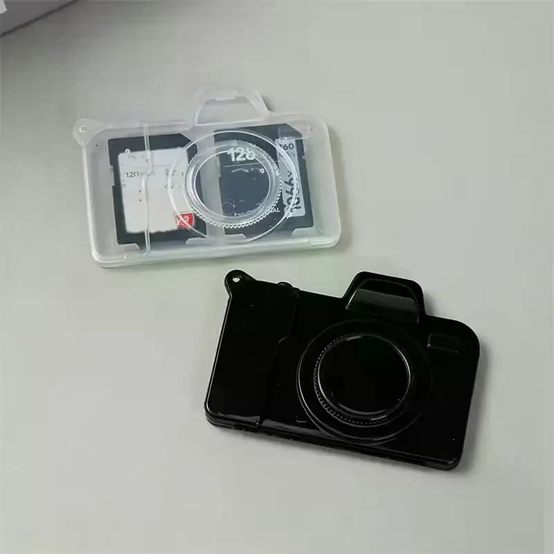 1/2pcs Camera-Shaped Compact Memory Card Holder Organizer Storage Box, Portable Electronic Accessories Card Case Safe