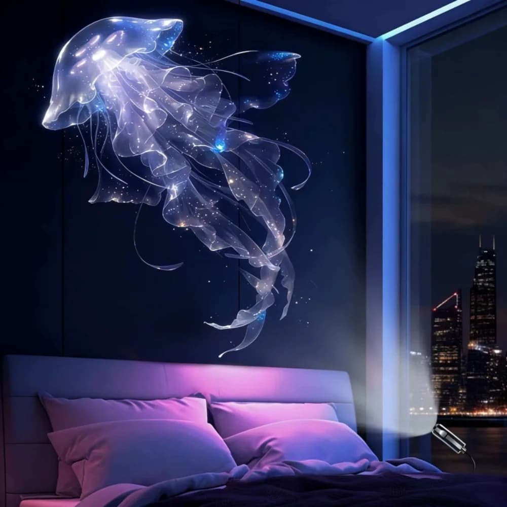 Ocean Theme USB Projector Night Light 8 Replaceable Lamp Sheets Mini Portable Dreamy Butterfly Starry Sky Lamp Galaxy Theme
