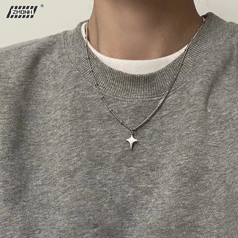 Collana girocollo con ciondolo a stella semplice e alla moda in stile Ins, catena per maglione, per donna e uomo, accessori gioiello alla moda per feste