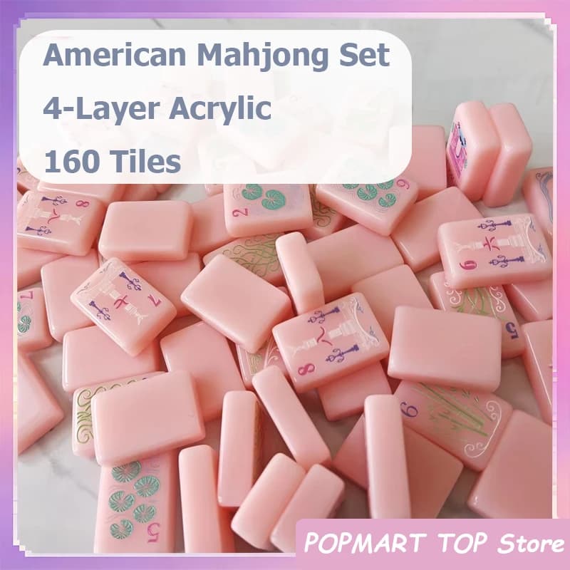 Nuovo Set Mahjong Americano 2026, 160 Tessere in Acrilico Rosa, Regalo Sorpresa, Tessere Mahjong Portatili per Viaggi e Giochi in Famiglia