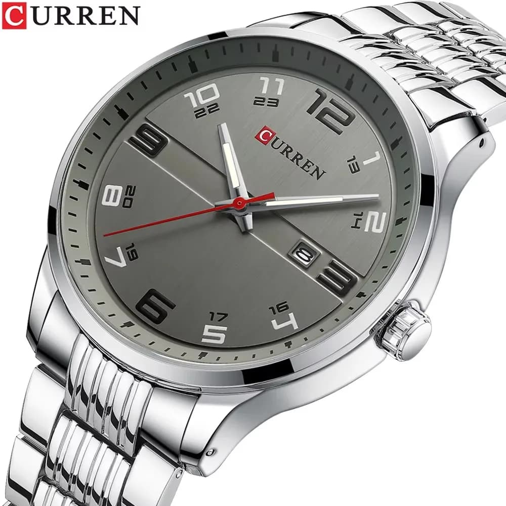 CURREN 8411 Luxury Business Men's Watch Stainless Steel Quartz Watch With Luminous Hands For Men's Watch With Date For Men Reloj