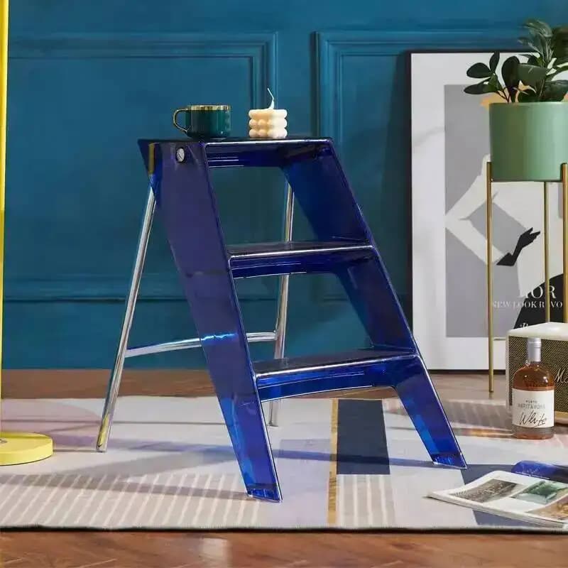 Scala Telescopica Pieghevole in Acrilico Trasparente JOYLOVE, Scala Portatile Giapponese a Tre Gradini in Plastica per Uso Domestico