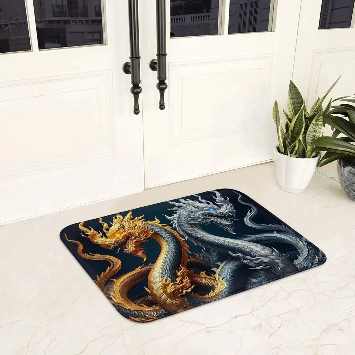 Tappetino zerbino antiscivolo con motivo drago, tappeto lavabile per ingresso cucina, bagno di casa, soggiorno, tappetini