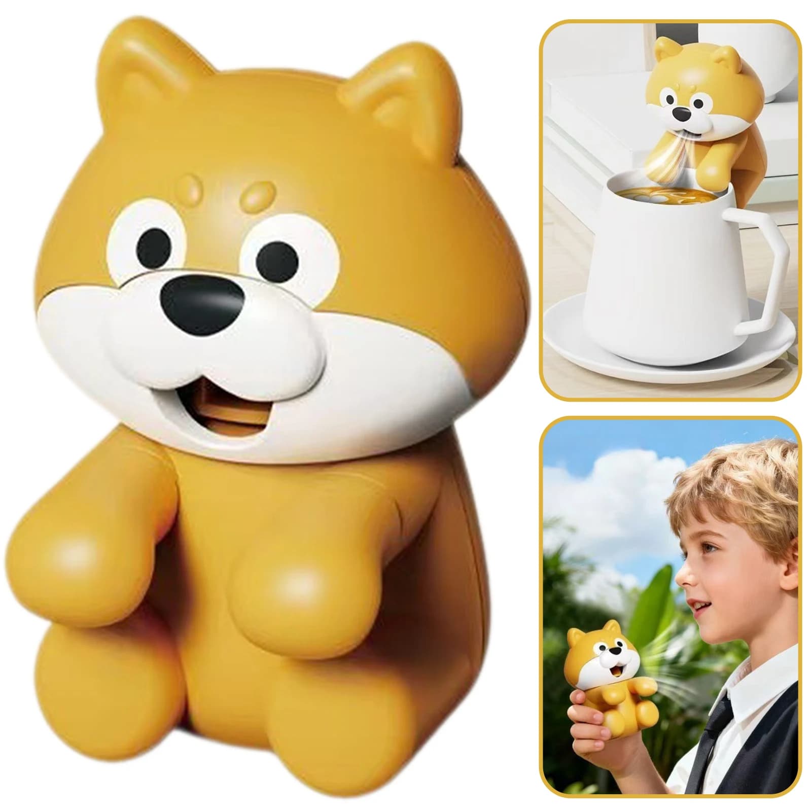 Mini clip-on ventola tazza ciotola attacco di raffreddamento ad aria soffiata a forma di cane design simpatico cartone animato robot di raffreddamento per alimenti ai bambini piace il regalo