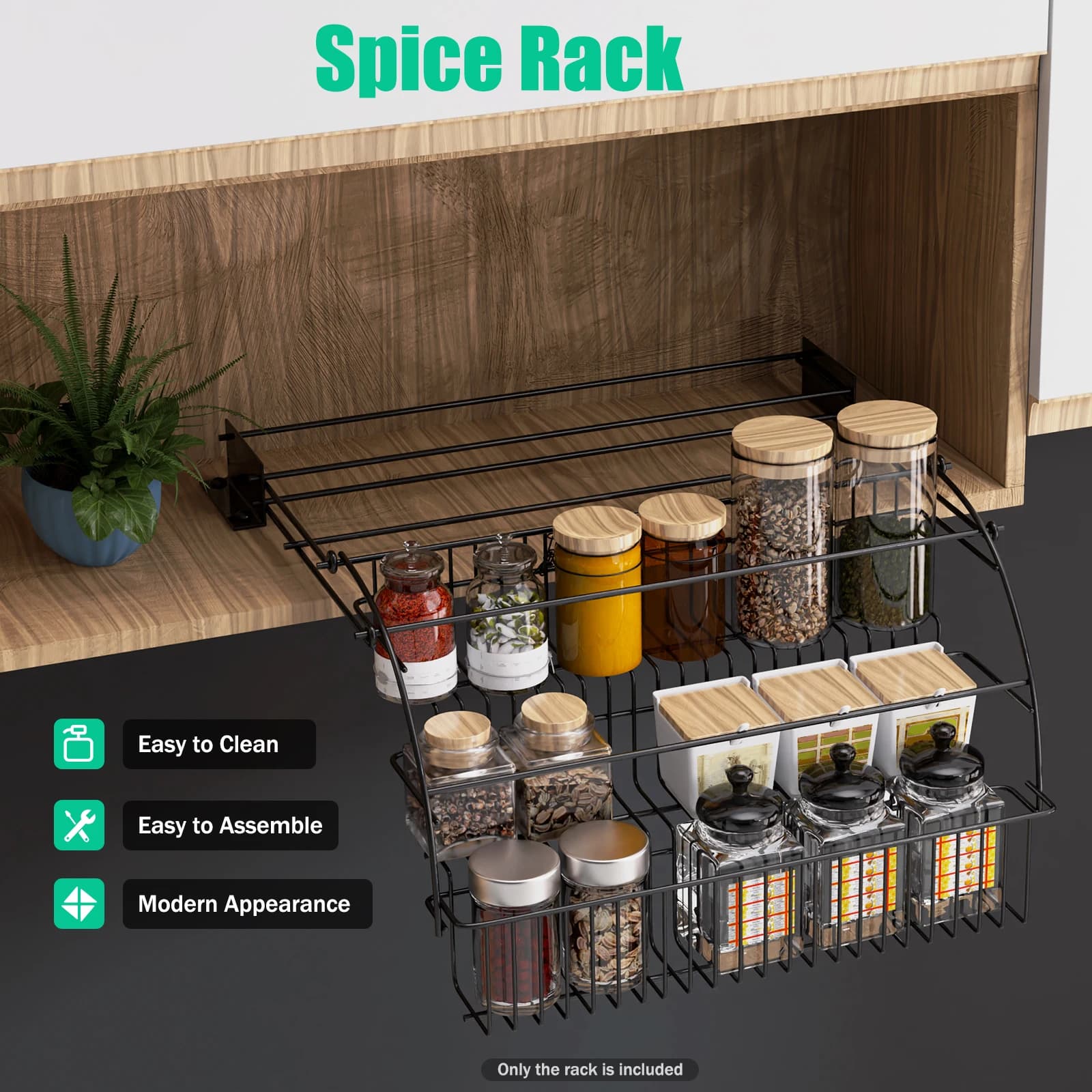 3-Tier Metal Storage Shelf Stand Kitchen Bathroom Pull Down Cabinet Spice Rack Organizer Load 5 kg