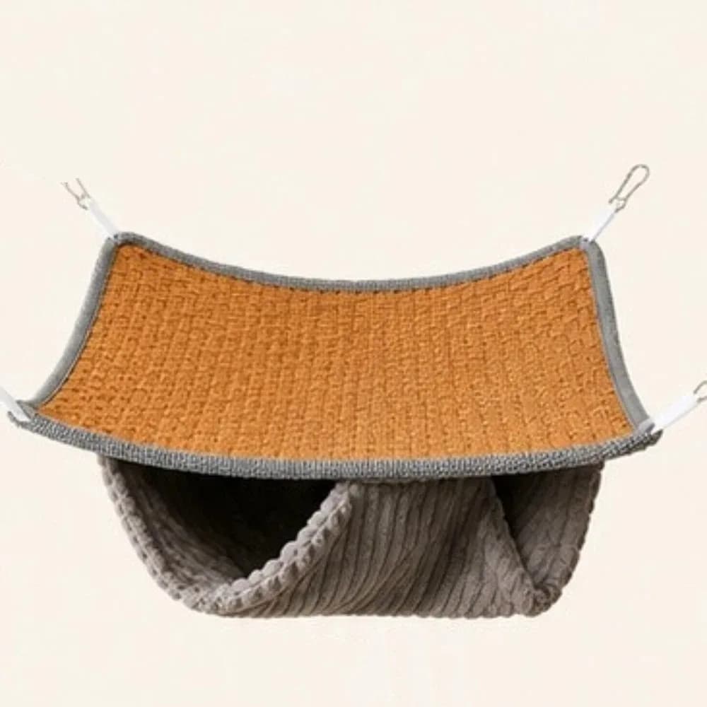 Thickened Double Layered Bird Hammock Soft Cozy Warm /Cooling Double-sided Hamster Hammock Fluffy Hanging Sleeping Bag Pet House
