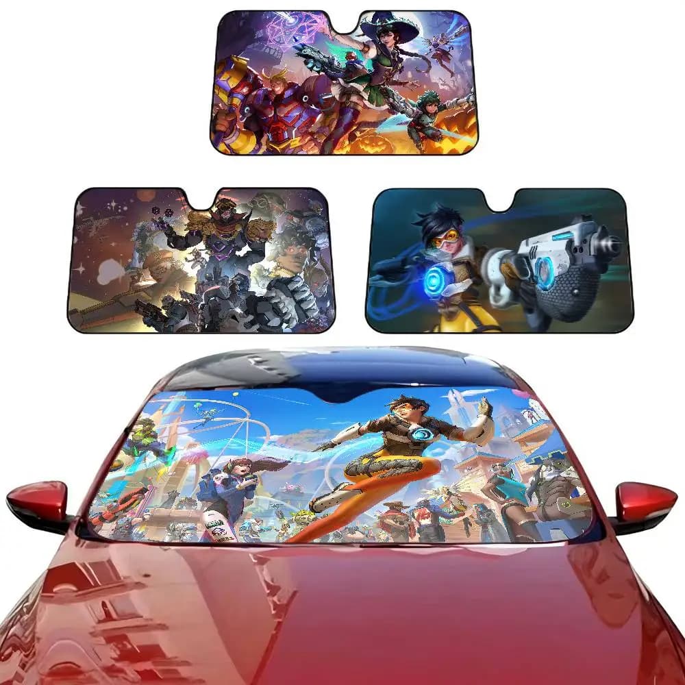Parasole per Parabrezza Auto Game O-Overwatchs, Copertura Anteriore Pieghevole per Auto, Protezione Solare per Accessori Auto, Blocca i Raggi UV