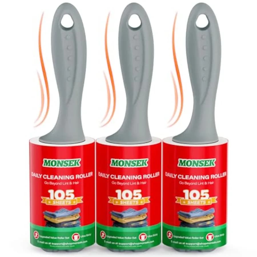 4X Rullo Adesivo Extra Forte per Peli di Animali Domestici, Set Mega Value da 315 Fogli, Rimuovi Peli con 3 Manici Migliorati, 3 Rulli