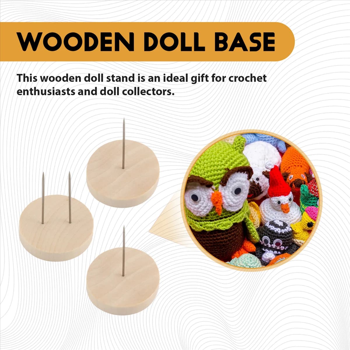 A12R 12pcs Crochet Doll Stand Doll Stand Felt Animal Doll Toy Wooden Base Support Action Figure Stand