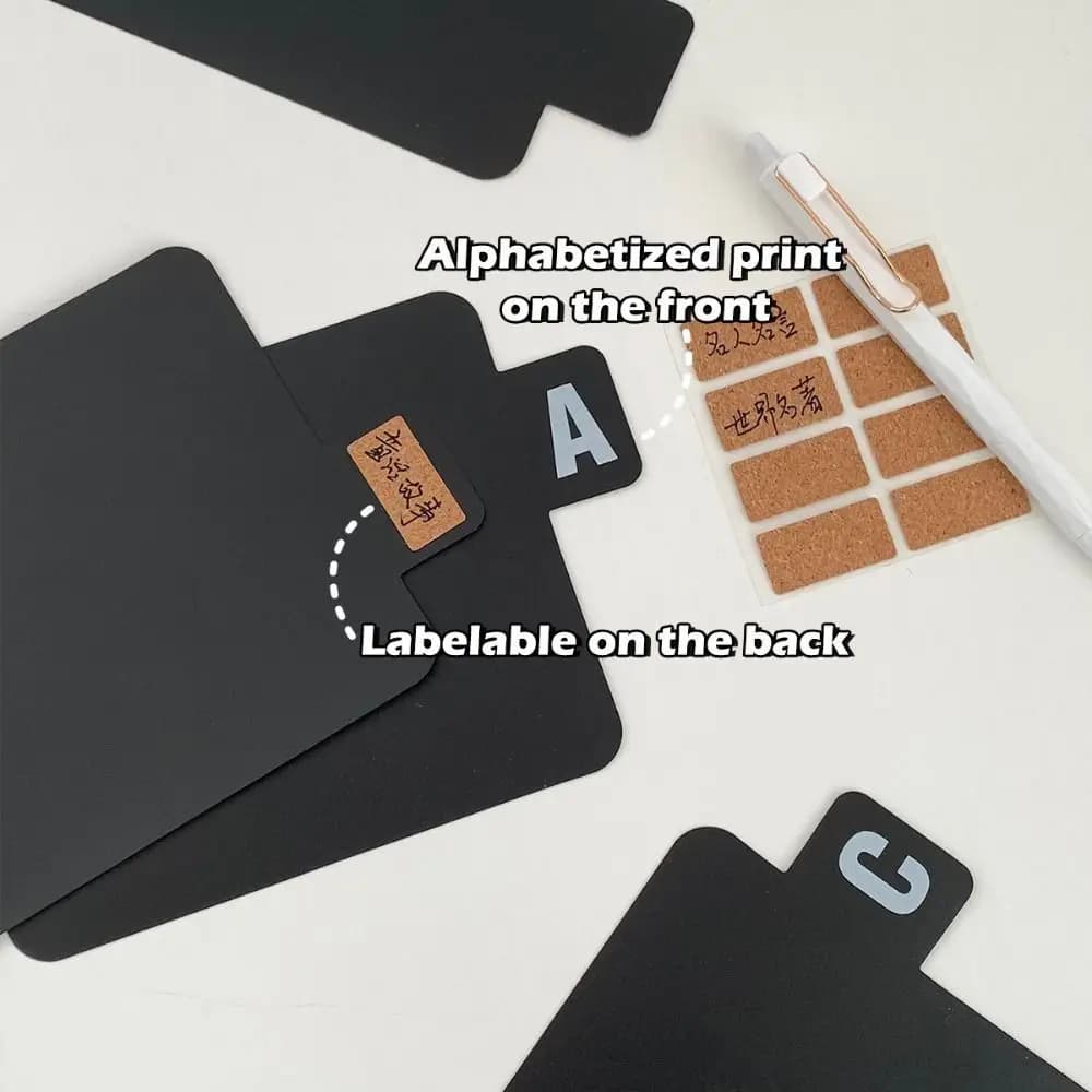 Segnalibro in vinile con clip per penna, alfabetico A-Z, accessori per quaderni e agende, segnalibro multifunzionale, divisori per registri