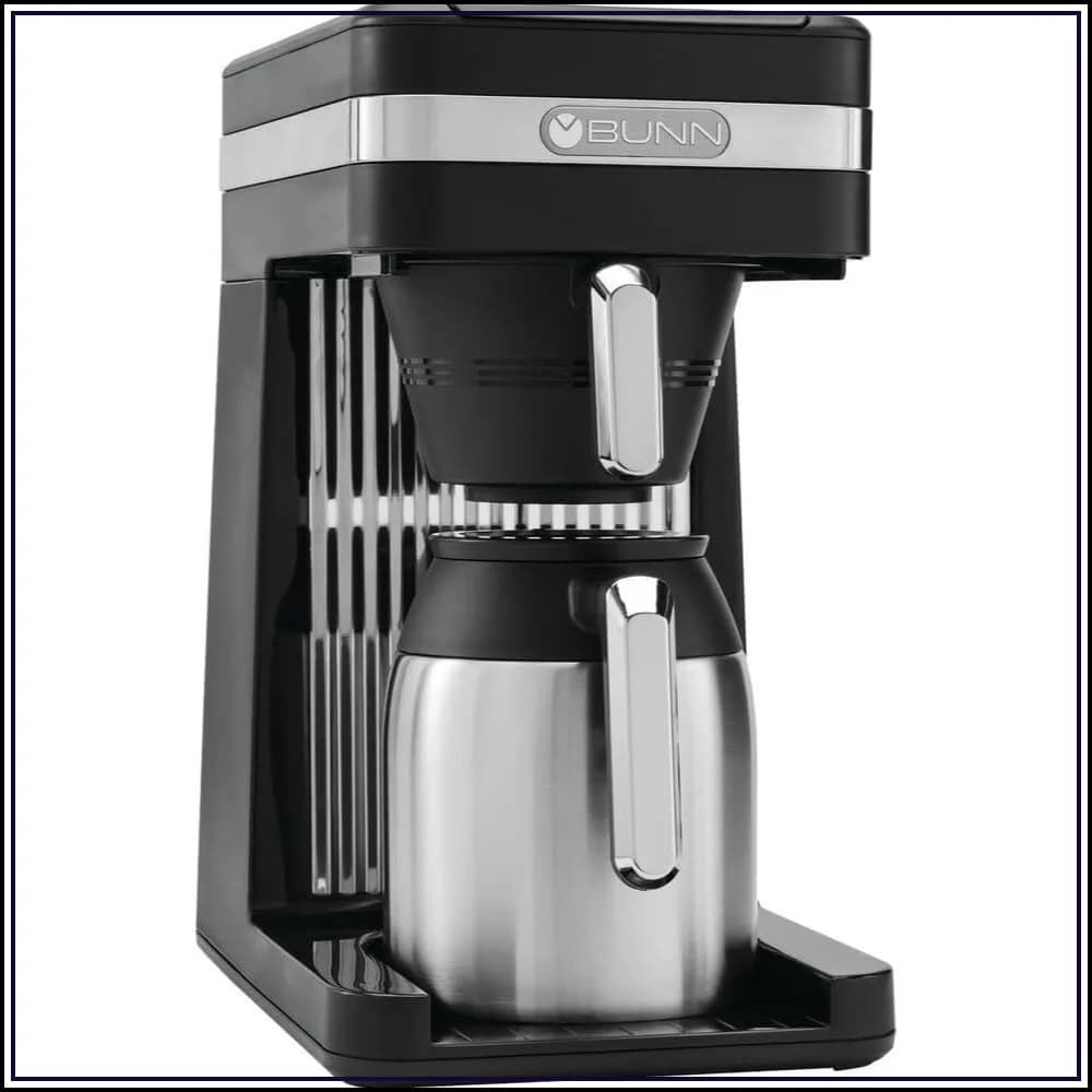 10-Cup Thermal Coffee Maker Stainless Steel, Black, Fast Brew 4 Mins, Commercial Style Sprayhead, Vacuum Insulated Carafe