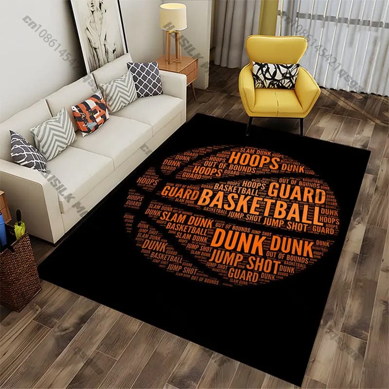 Carpet with basketball and yoga motifs, for living room furniture, baby cat mat, grass, decorative carpet, game mat