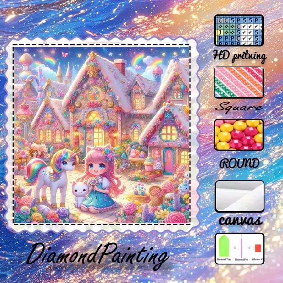 1 pezzo di tessuto floccato 5D fai da te, trapano speciale, kit per pittura con diamanti, fantasia, fiaba, mosaico con motivi, arte con diamanti
