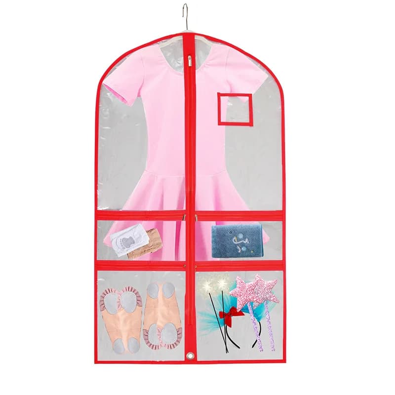 Copriabiti in PVC per Bambini, Impermeabile, per Costumi da Ballo, Borsa Porta Abiti da Ballerino, Sacca Appendiabiti con Tasche