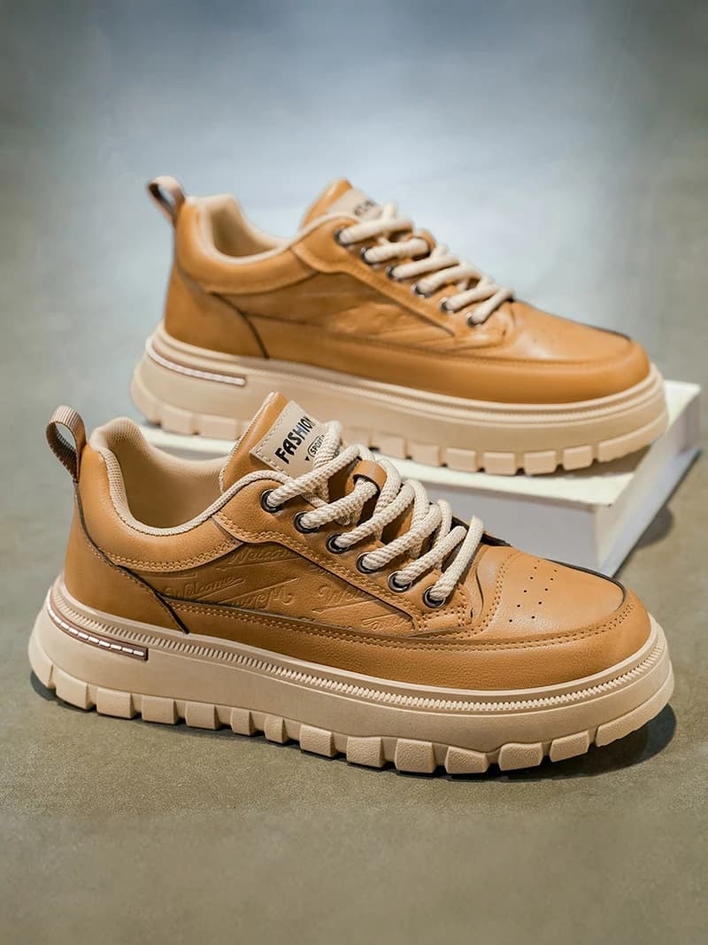 Scarpe Sportive da Uomo alla Moda Primavera-Autunno, Antiscivolo, Resistenti all'Usura, con Aumento di Altezza, Scarpe Casual in Pelle