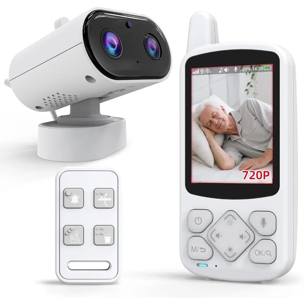 Monitor per anziani con fotocamera e audio, baby monitor per conversazione bidirezionale per anziani Nessun monitor video Wi-Fi per anziani, pulsante di chiamata per