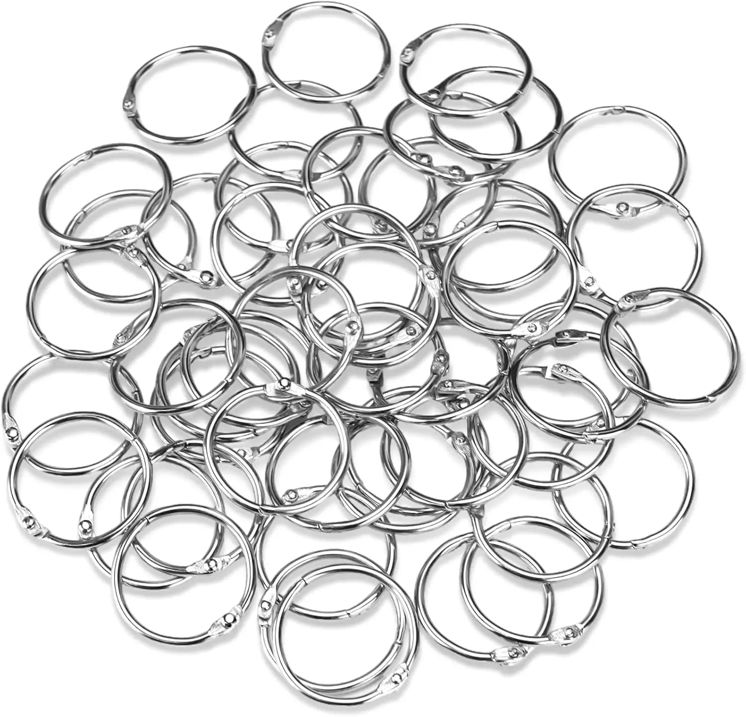 Anelli Metallici per Rilegatura da 1 Pollice (Confezione da 50), Anelli a Fogli Mobili per Flashcard, Schede, Portachiavi, Anelli per Libri