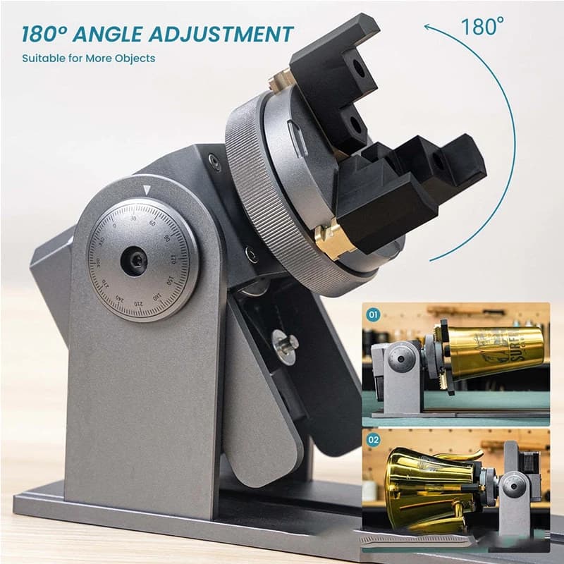 Dispositivo Rotante Automatico Multimodale R1 Pro con Mandrino in Alluminio Regolabile per Incisione Laser su Cilindri Irregolari
