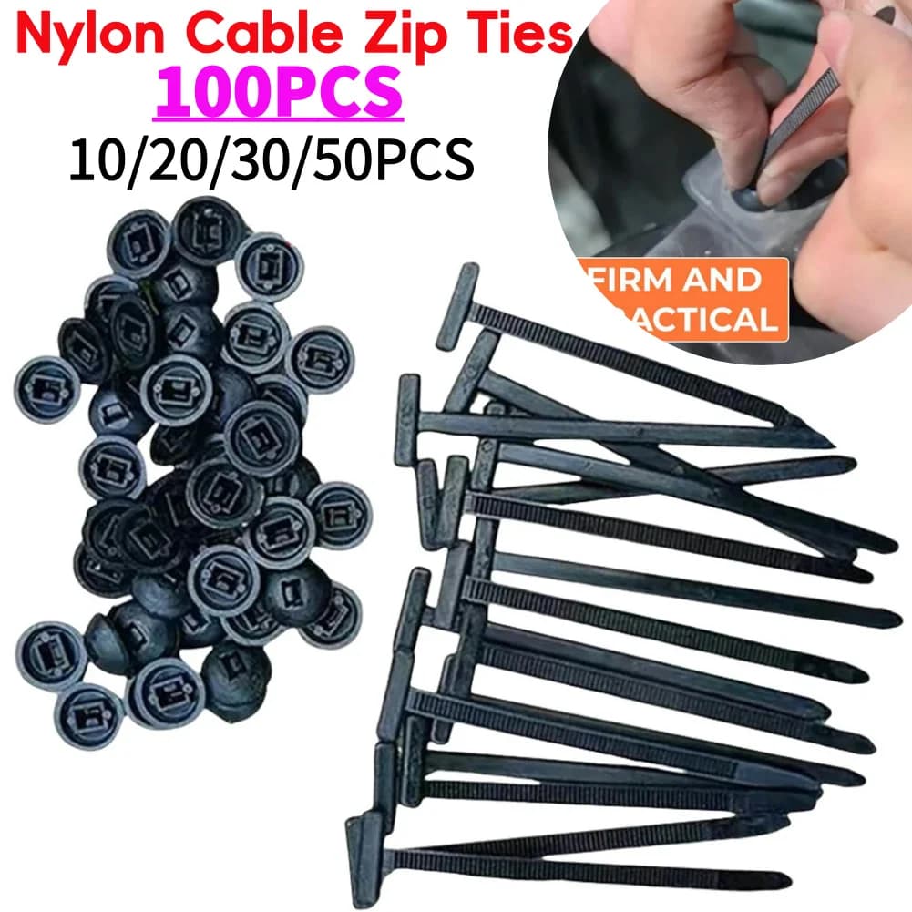 Bulk Pack Universal Nylon Cable Zip Ties 100Pc Multifunctional Heavy Duty Buckle through Nail Cable Management for Home & Offic