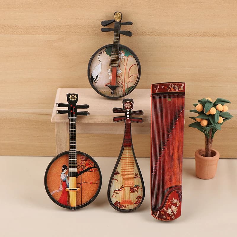 1/12 Casa delle bambole Pipa Guzheng Guqin Modello Casa delle bambole Strumento musicale nazionale Decorazione Casa delle bambole Ornamento artigianale