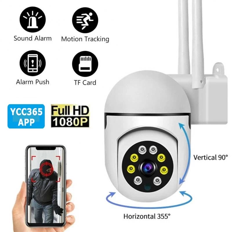 Telecamera IP PTZ WiFi per Casa con Visione Notturna a Colori, Sorveglianza Wireless, Audio e Tracciamento Automatico, Telecamera di Sicurezza CCTV