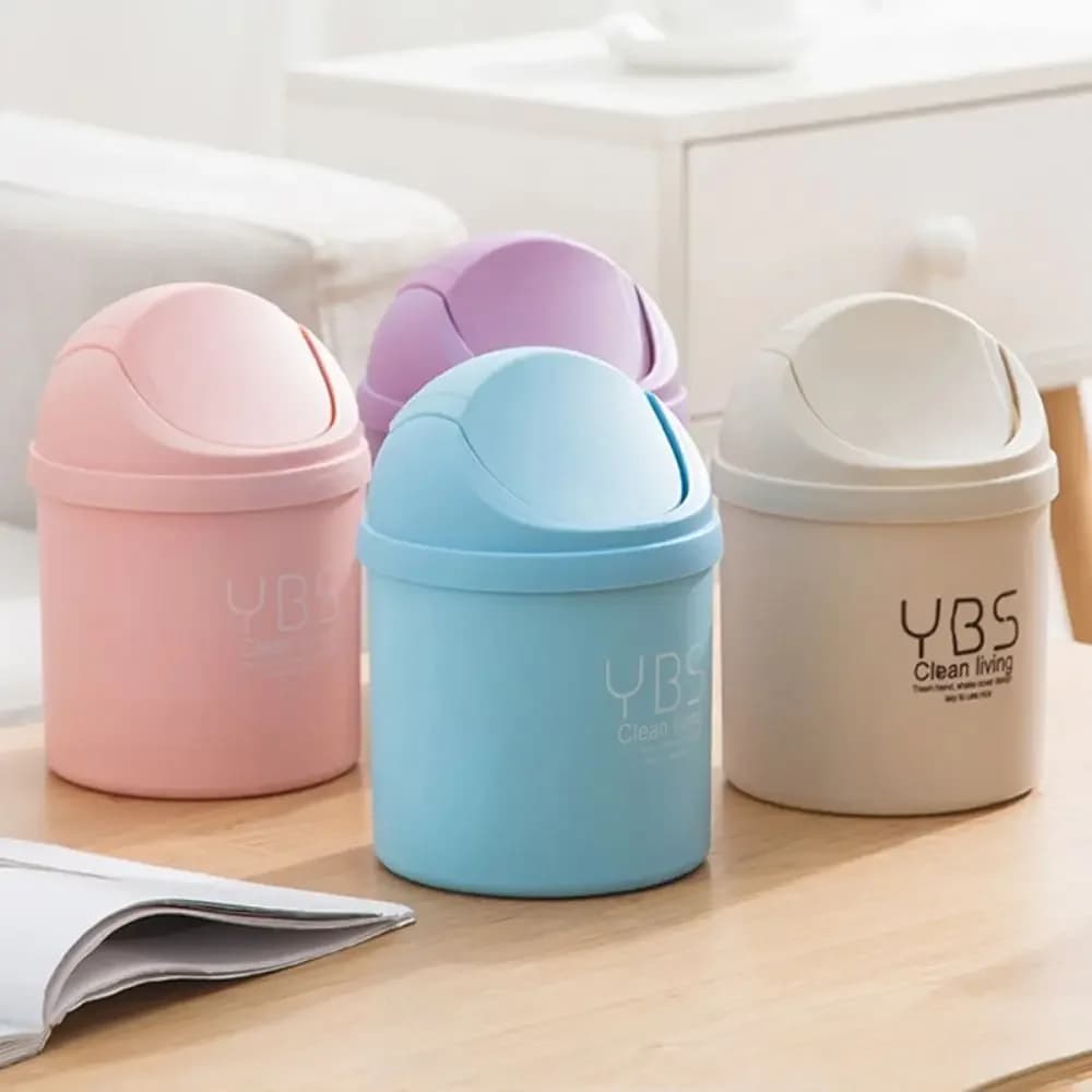 Mini cestino da scrivania con coperchio, piccolo contenitore per rifiuti con coperchio per cucina, ufficio, scrivania, secchio per la pulizia del soggiorno domestico
