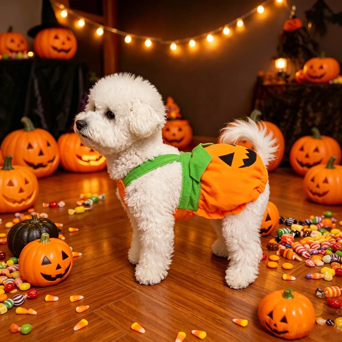 Halloween pumpkin pet strap skirt, funny transformation pumpkin clothes, teddy bear small dog cat