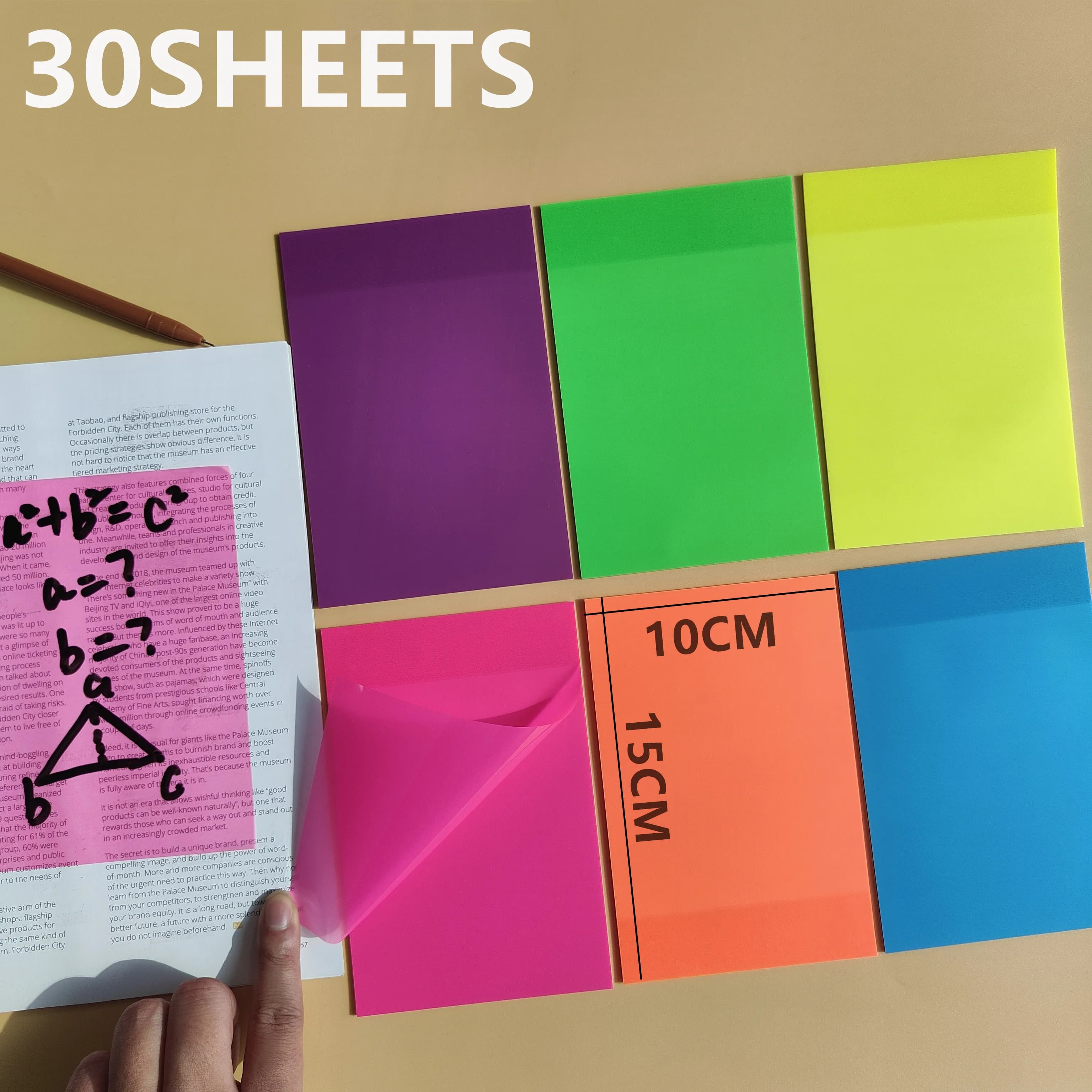 30 fogli 15 * 10 cm foglietti adesivi trasparenti linguette autoadesive Kawaii segnalibri trasparenti libri di annotazioni segnapagina cancelleria