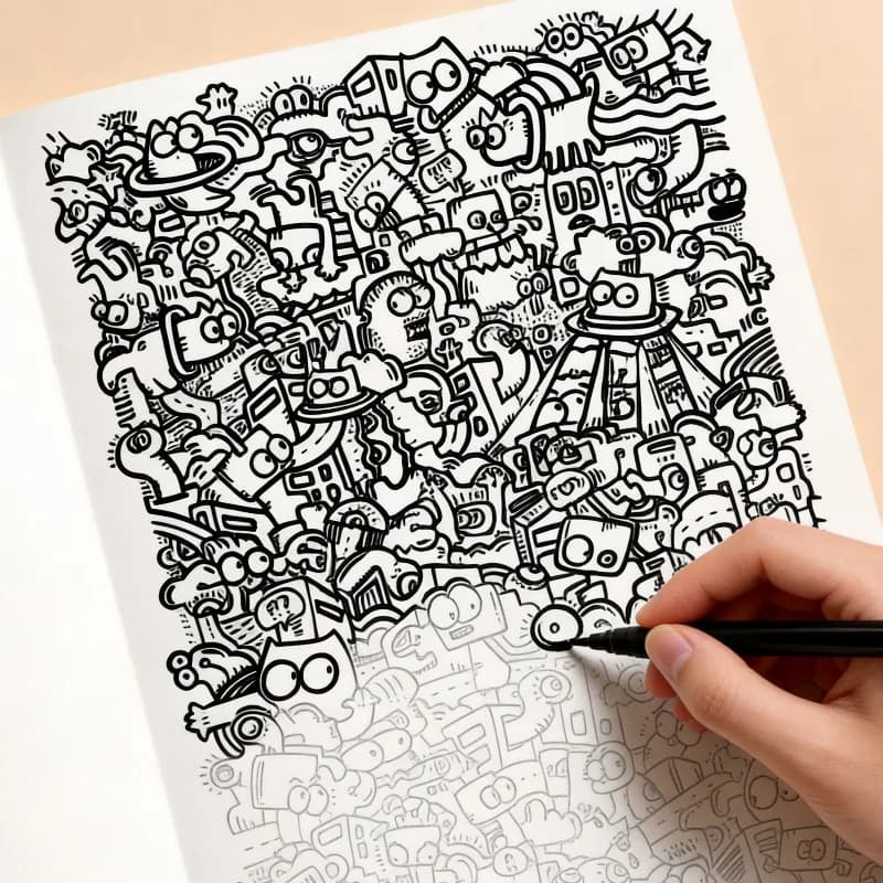 One Animal/plant/science Fiction/quirky Element Graffiti Decompression Pattern Sketch Book Suit for Teenagers and Adults As Gift