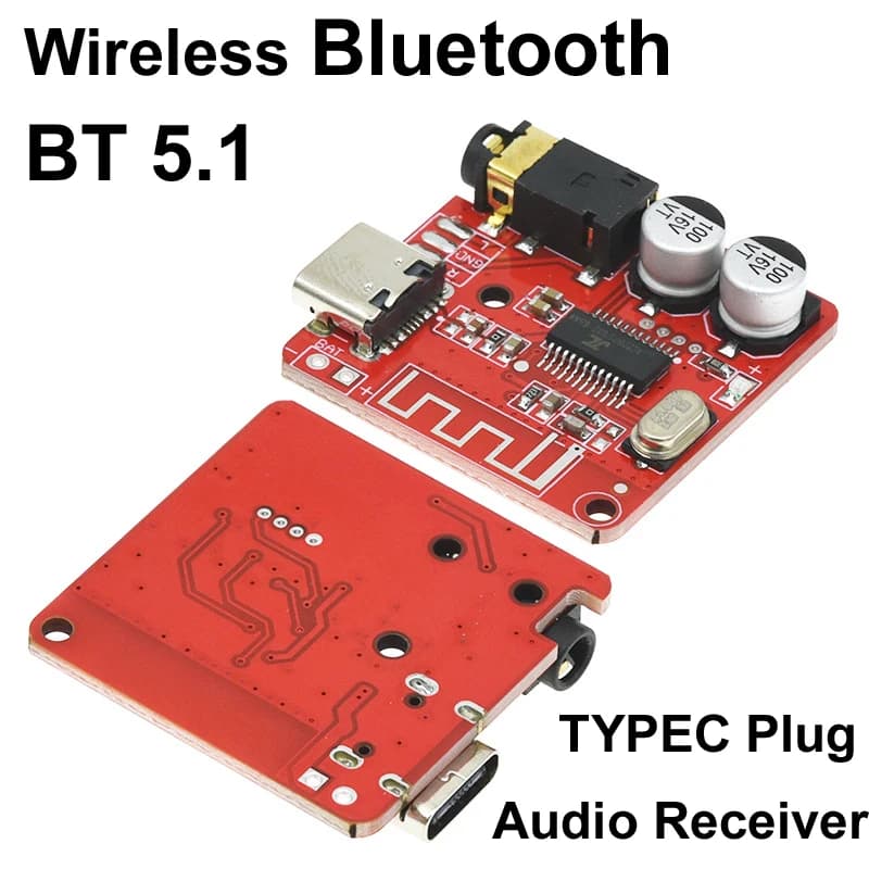Ricevitore Audio Bluetooth Wireless DIY TYPE-C BT 5.1, Scheda di Decodifica MP3 WAV, Modulo Amplificatore per Altoparlanti Compatibile con A2DP/AVCTP/AVDTP AVRCP/H