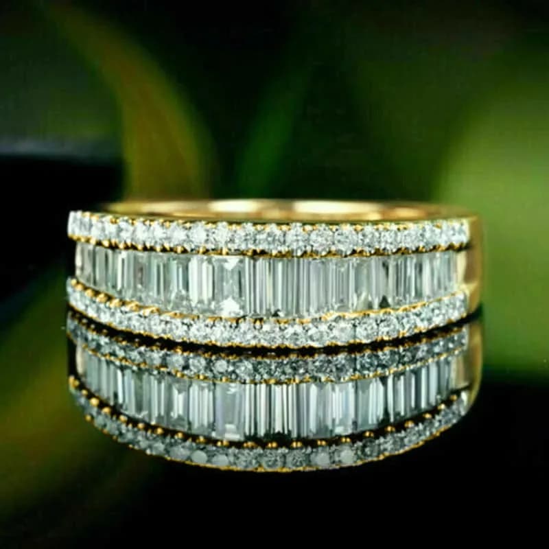 Ring with European and American geometric cubic zircons Light luxury square versatile accessories in women's single row business style