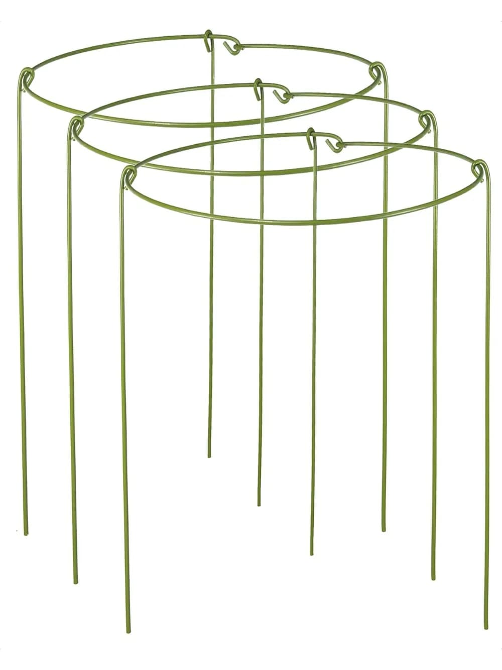 Pack of 3 rings for adjustable plants: 10" L x 17" A, wrapped in green rubber for orchids and potted plants