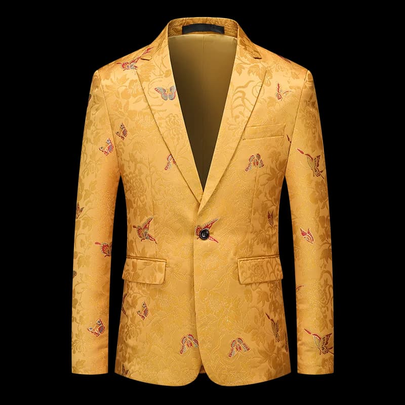 Nuova primavera autunno moda farfalla stampata blazer da uomo di lusso monopetto business casual abiti maschili giacche uomo cappotti