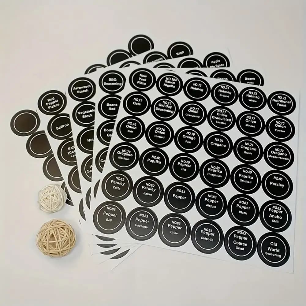 5 Lenzuola 180 Pz/set Organizzatore di Stoccaggio Da Cucina Etichette di Spezie Lavagna Lavagna Bottiglie di Condimento Vuote Adesivo Rotondo 3.5 cm